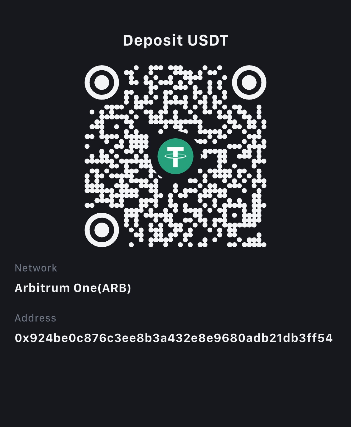 QR code for Arbitrum USDT address